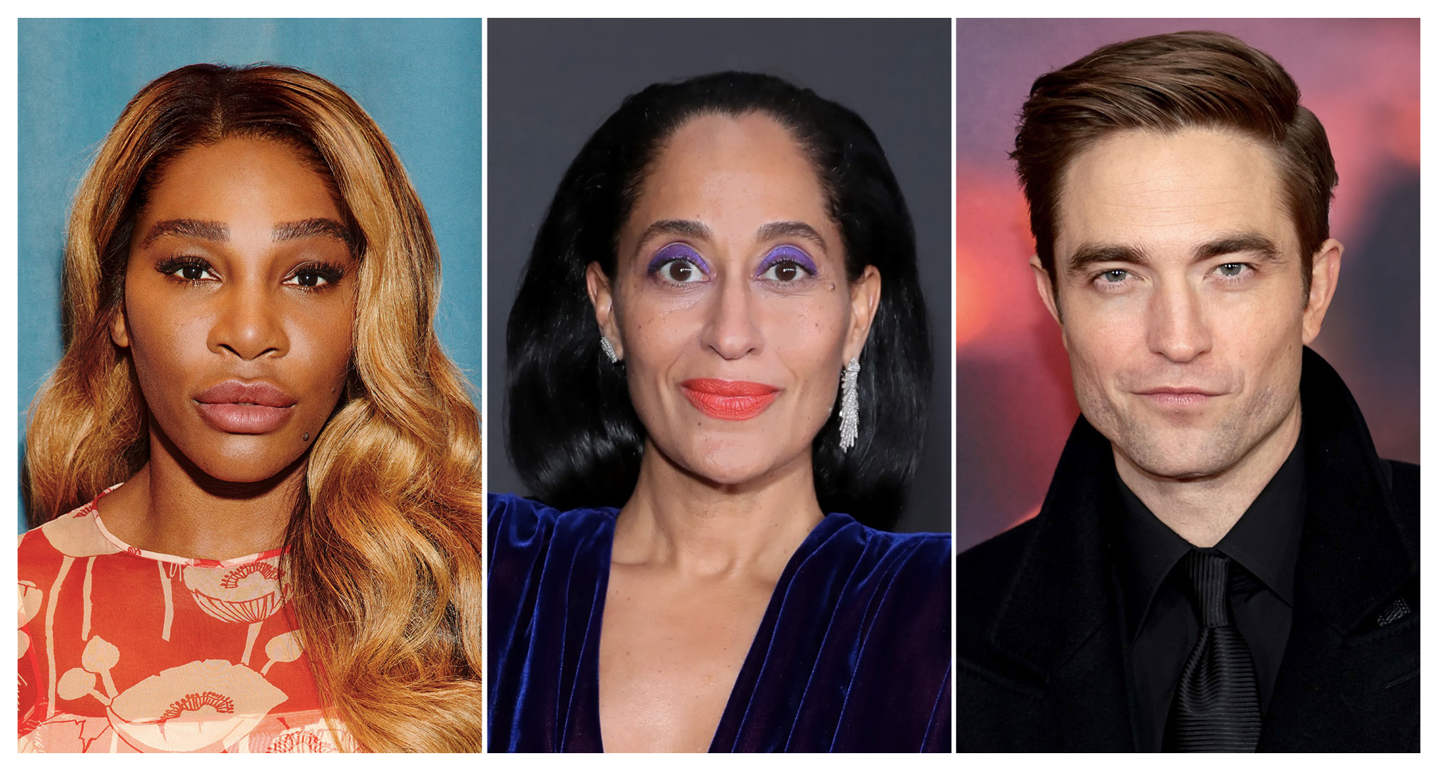 collage van Serena Williams, Tracee Ellis Ross en Robert Pattinson