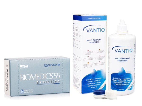 Biomedics 55 Evolution CooperVision (6 lenzen) + Vantio Multi-Purpose 360 ml met lenzendoosje