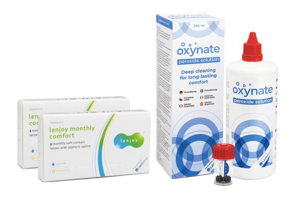 Lenjoy Monthly Comfort (6 lenzen) + Oxynate Peroxide 380 ml met lenzendoosje