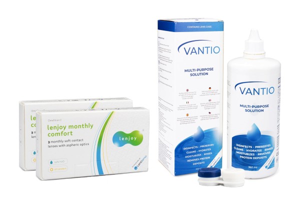 Lenjoy Monthly Comfort (6 lenzen) + Vantio Multi-Purpose 360 ml met lenzendoosje